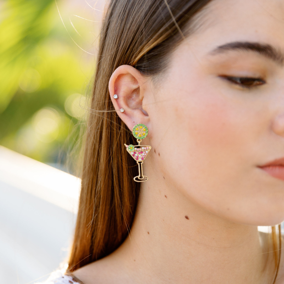 Pearl Green Martini Earrings