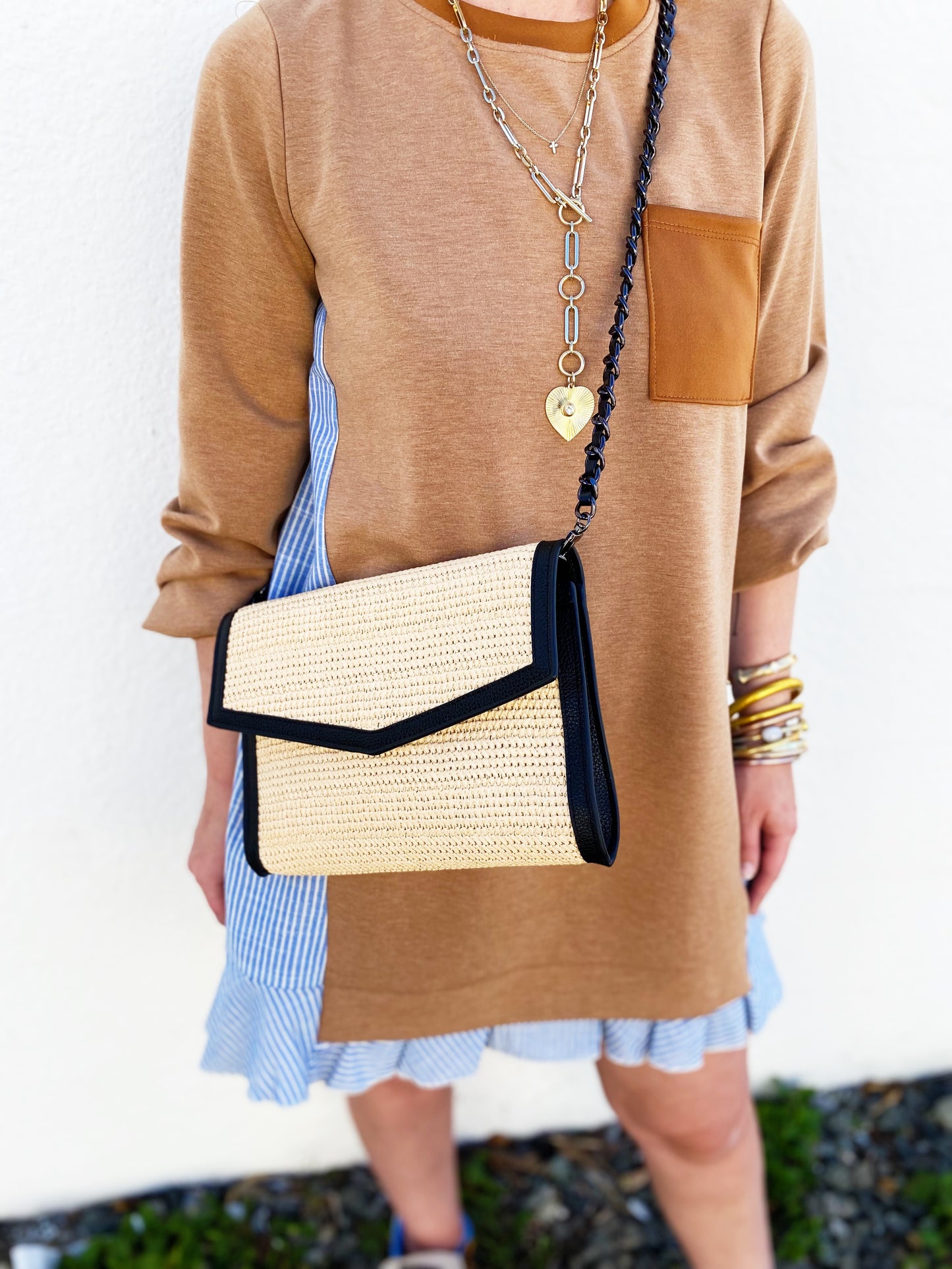 Beth Raffia Clutch