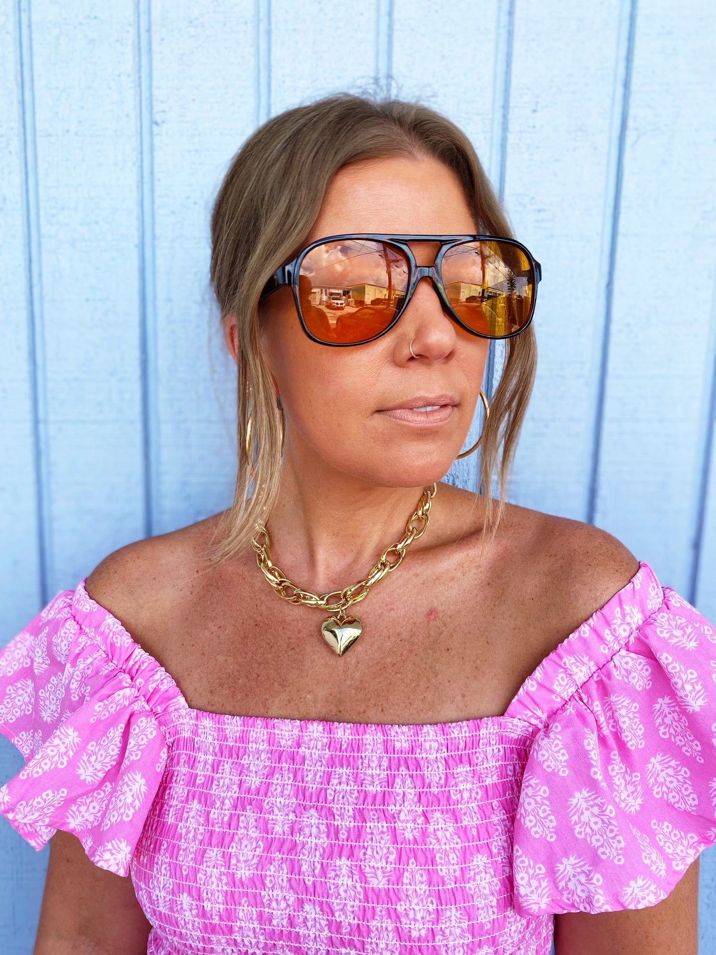Pink Block Flutter Sleeve