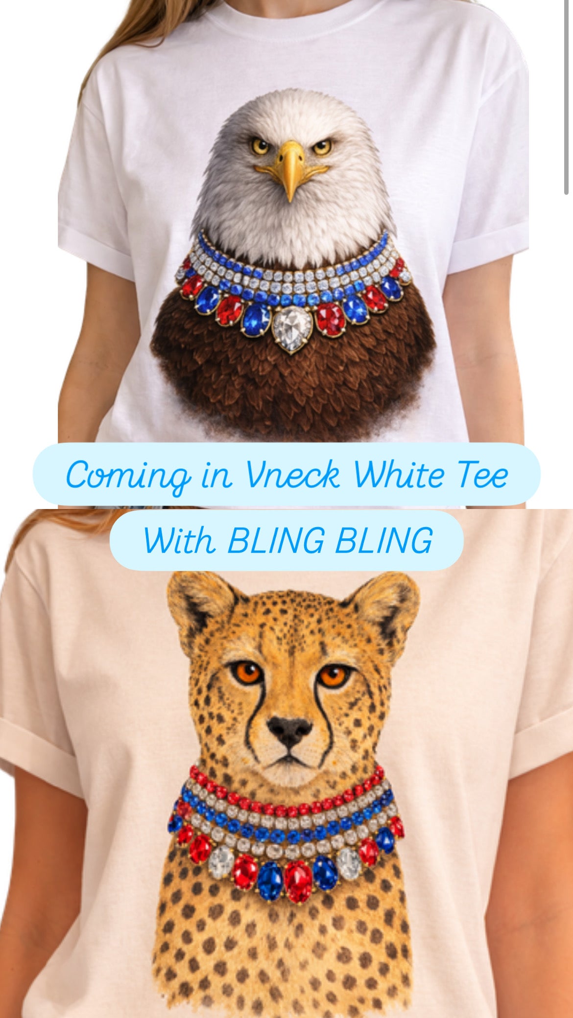 Patriotic BLING Eagle Tee - V NECK