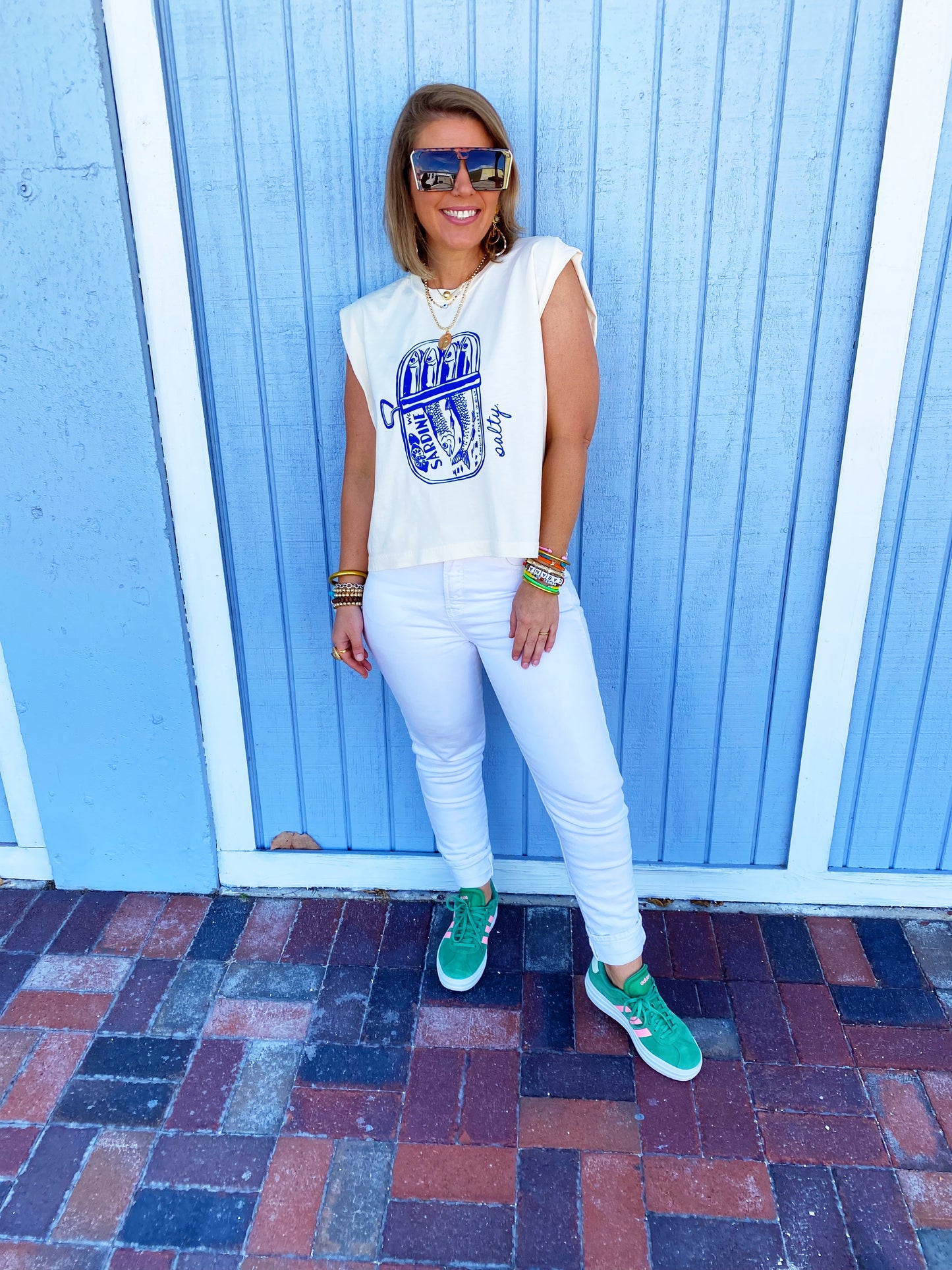 Salty Sardines Vintage Cropped Muscle Tank-