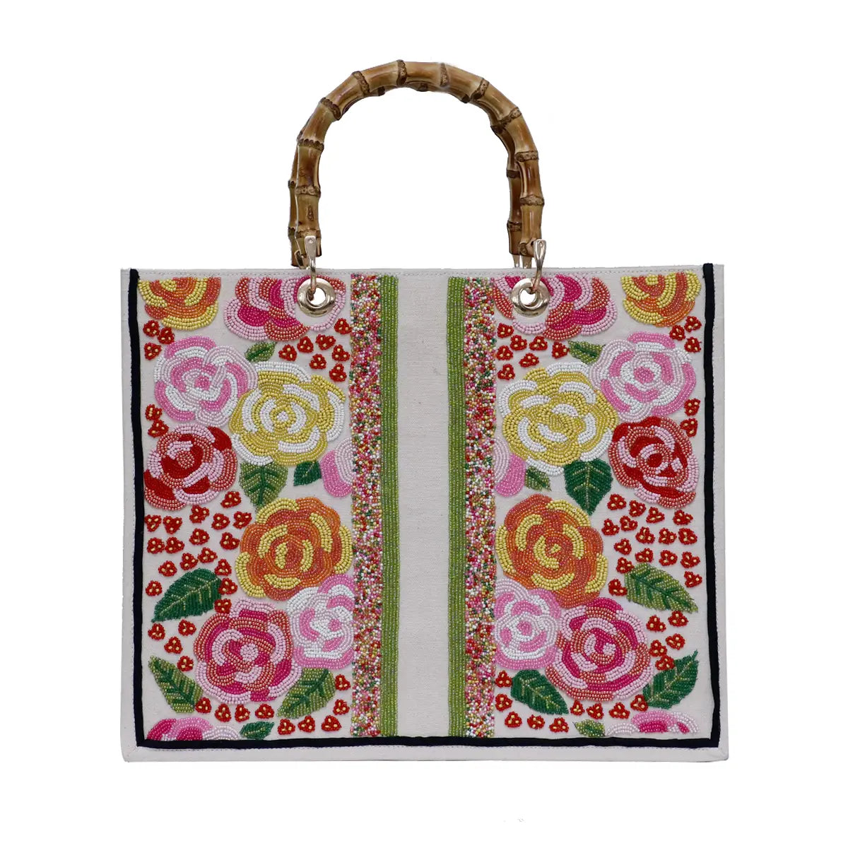 Custom Beaded Bamboo Bag- Add Initials #3