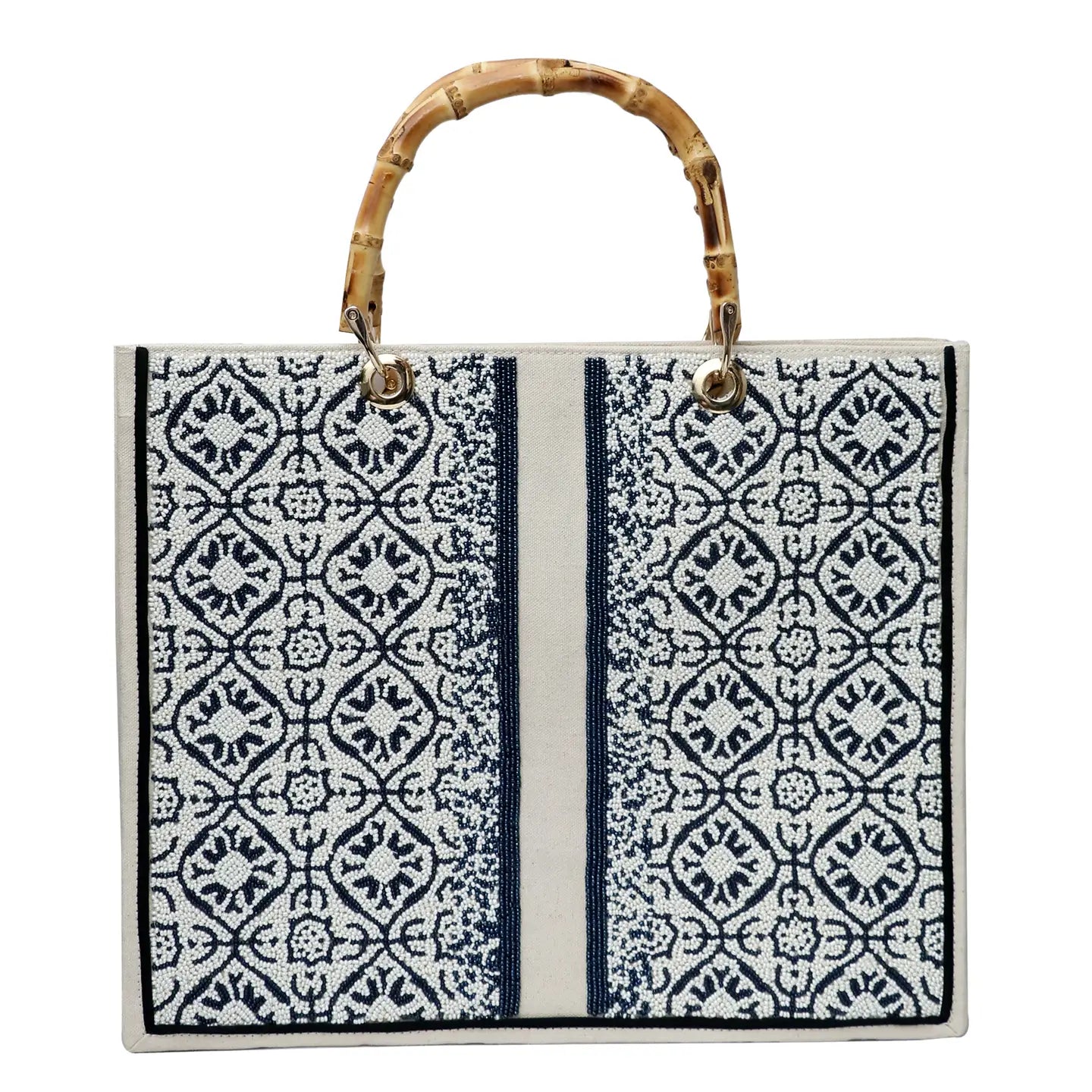 Custom Beaded Bamboo Bag- Add Initials