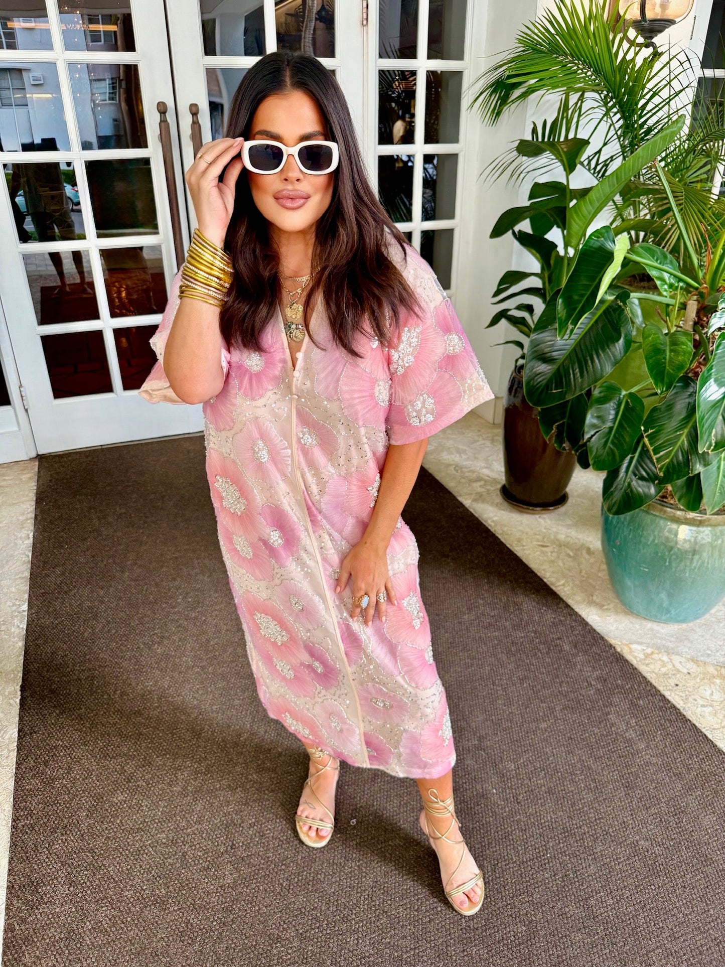 She She Sequin Midi Dress - Blush