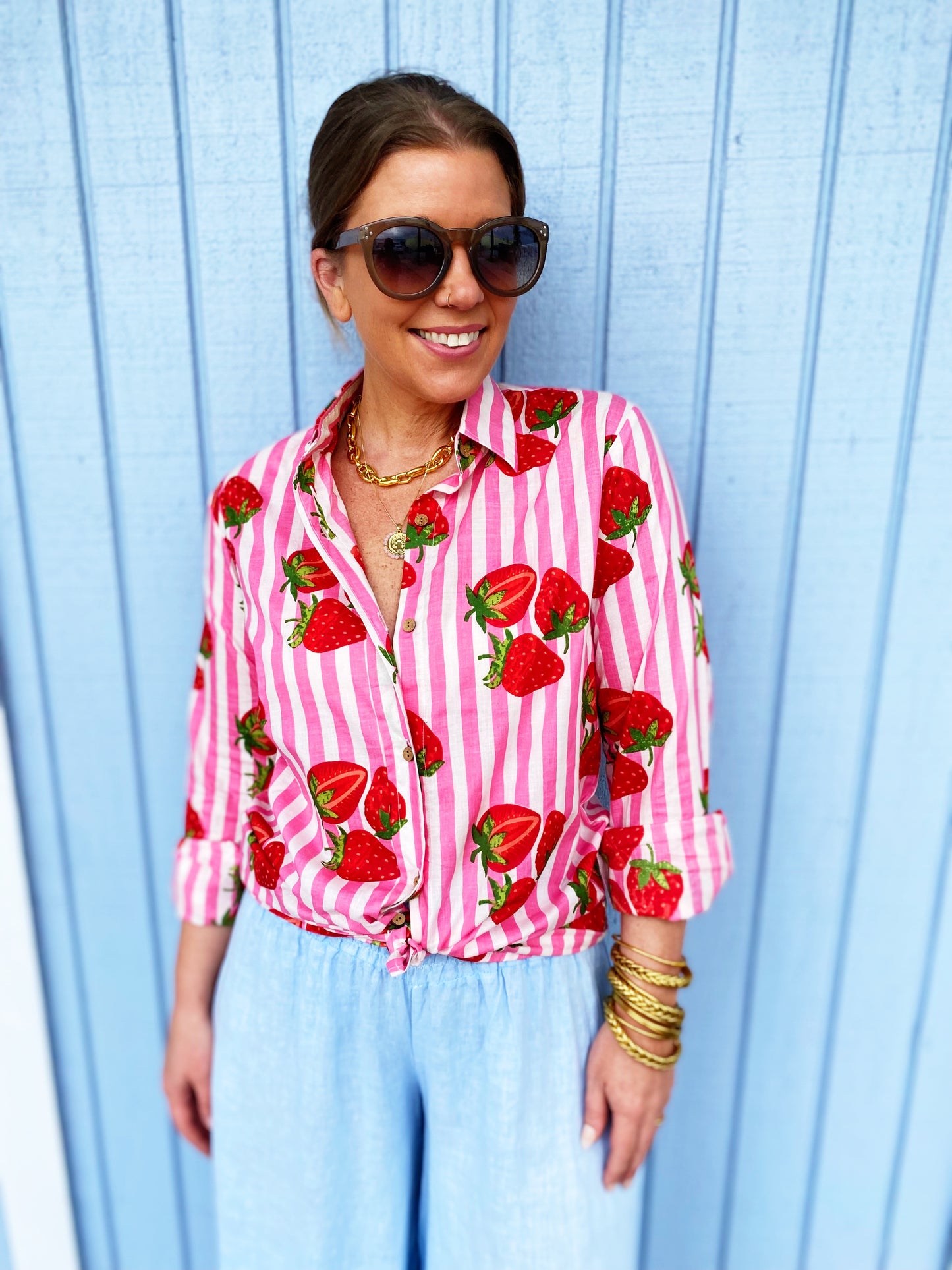 Strawberry Button Up