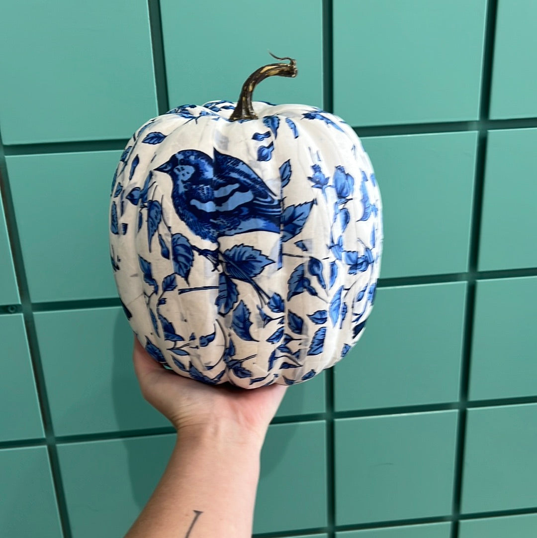 Blue and White Pumpkin Medium