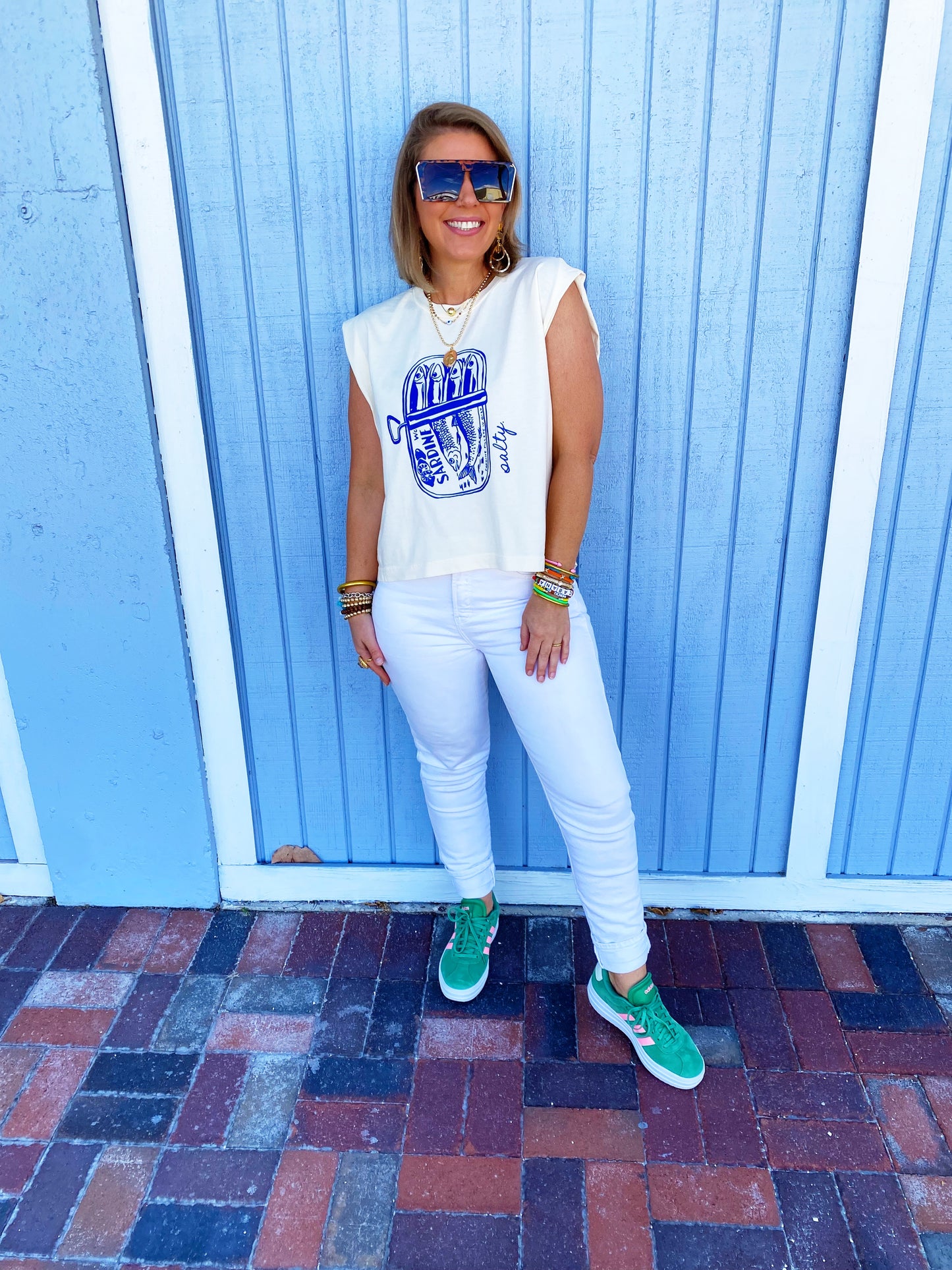 Salty Sardines Vintage Cropped Muscle Tank-