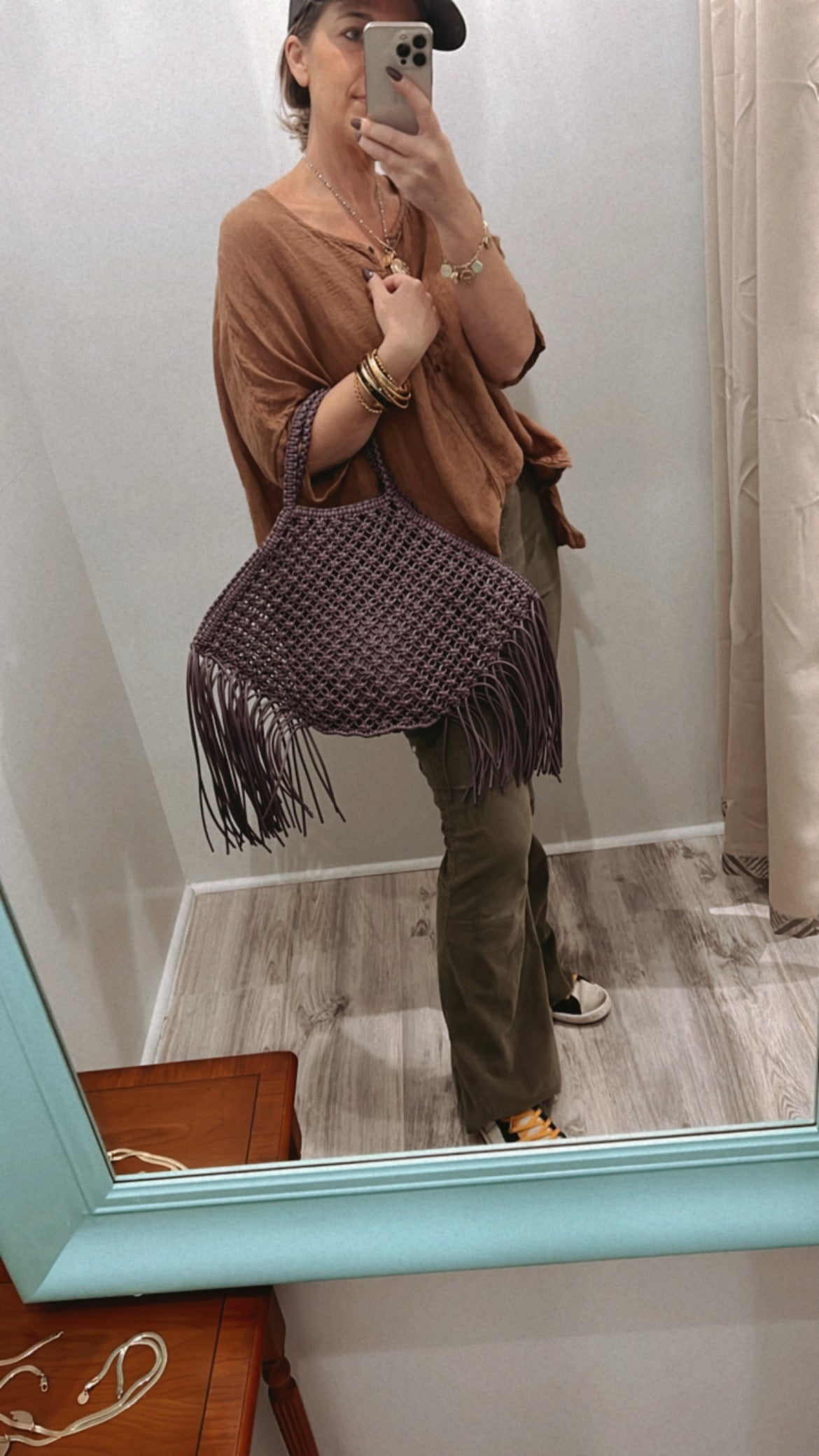 Purple fringe bag