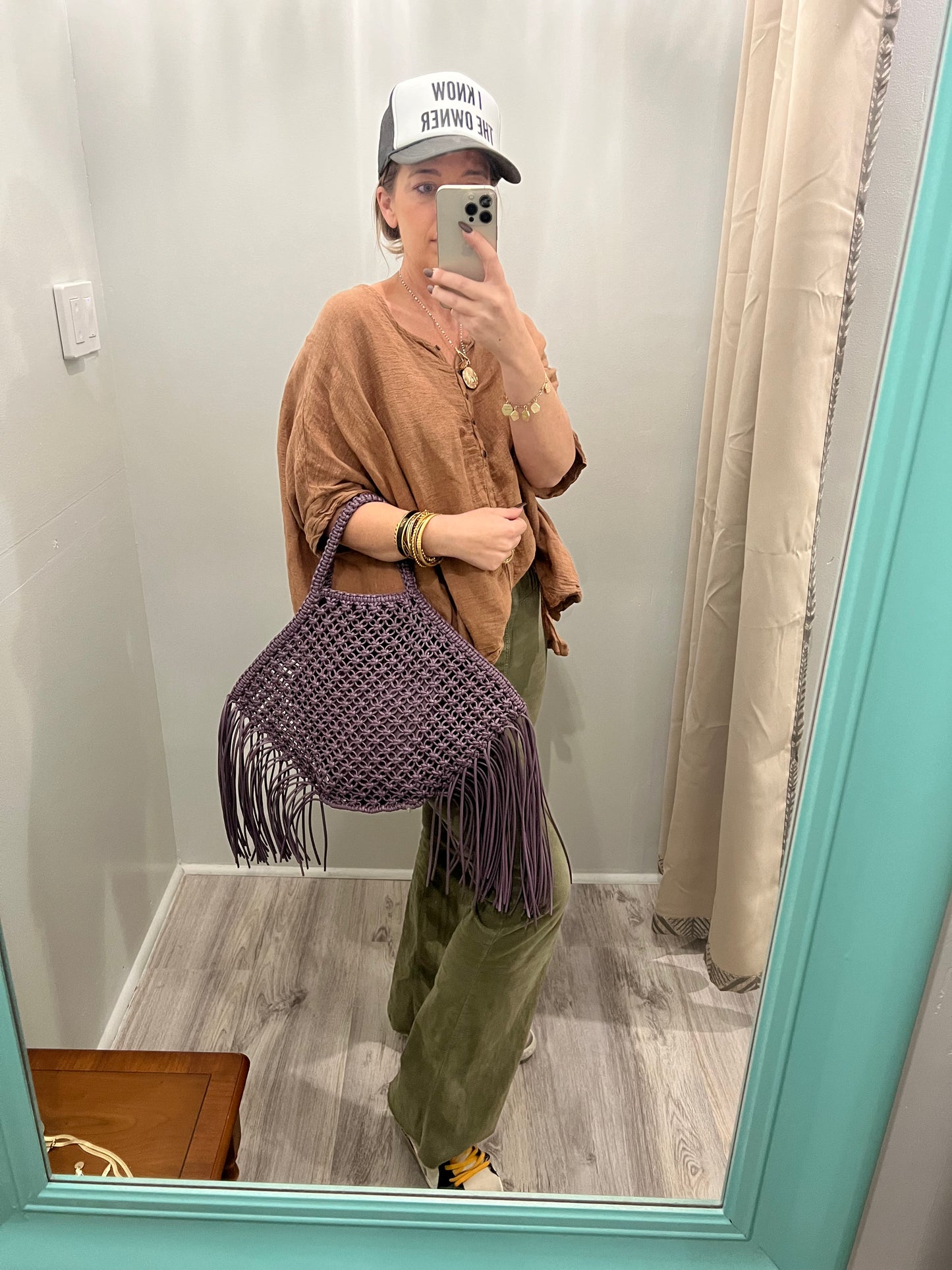 Purple fringe bag