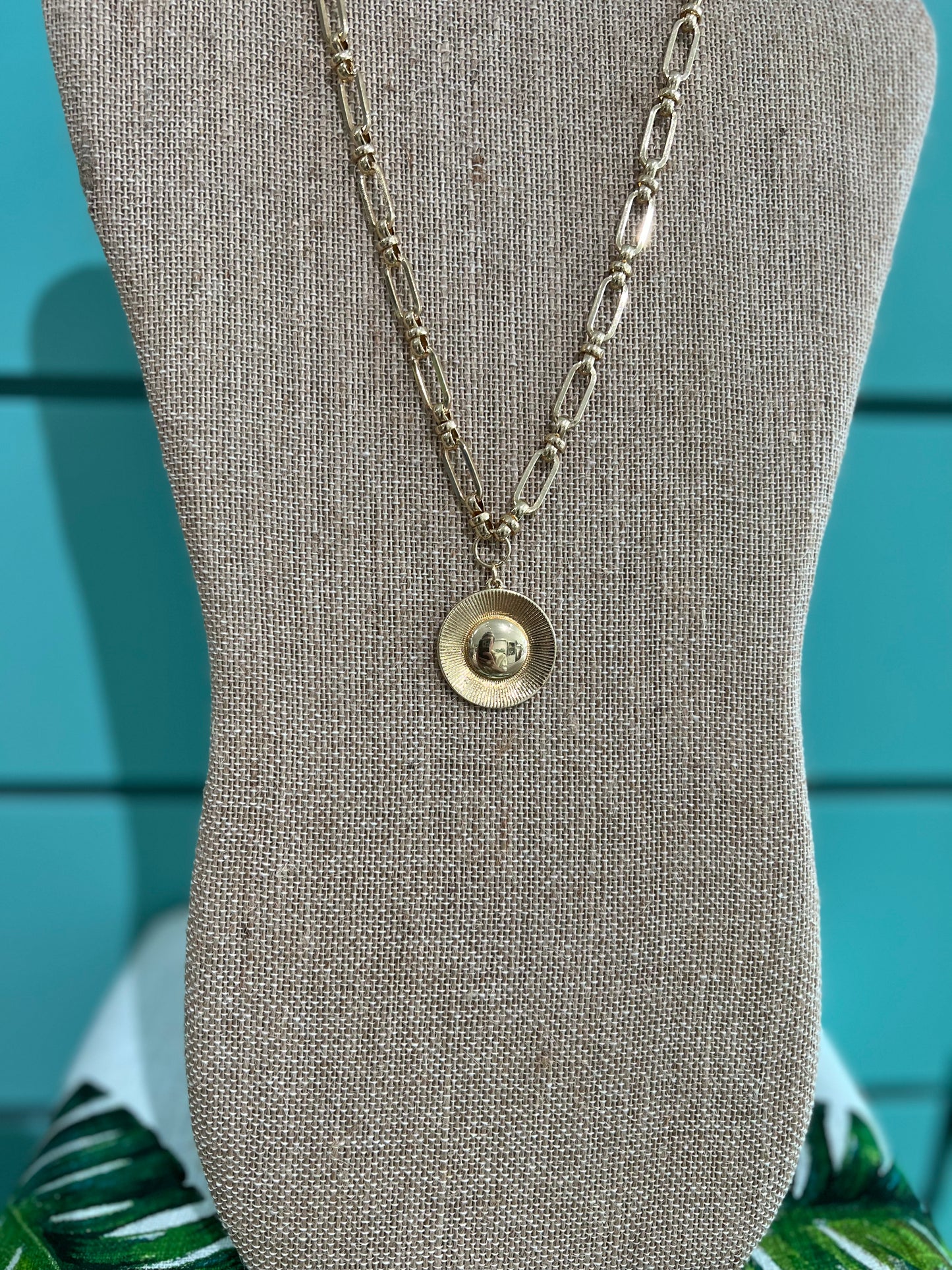 Gold Sundial on Gold Chain