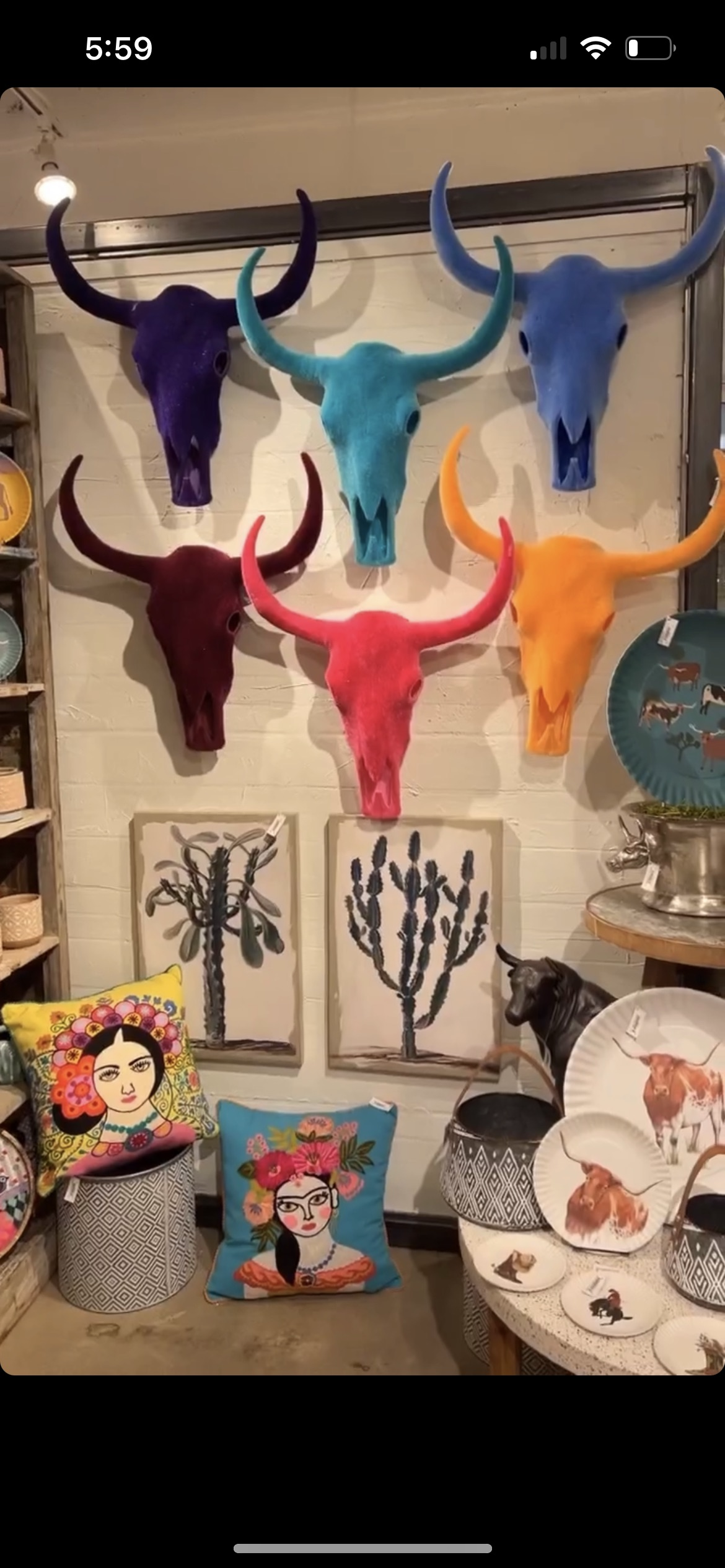 Flocked Longhorn Skull Wall Mount