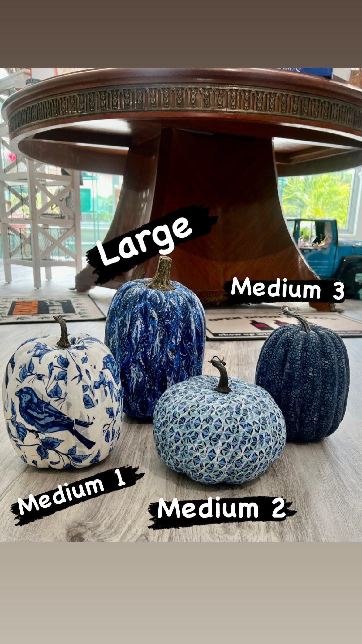 Blue and White Pumpkin Medium