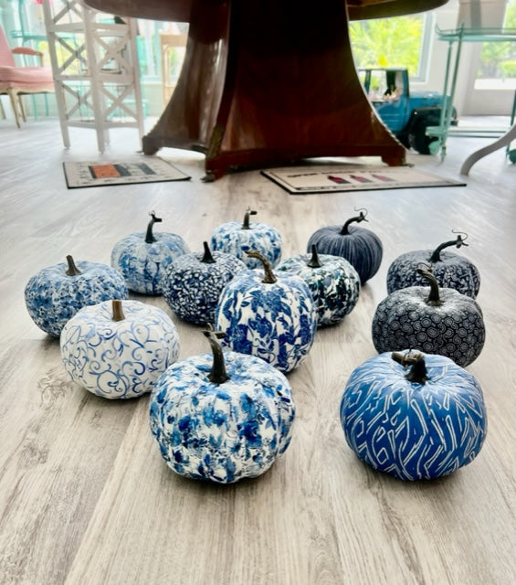 Blue and White Pumpkin Medium