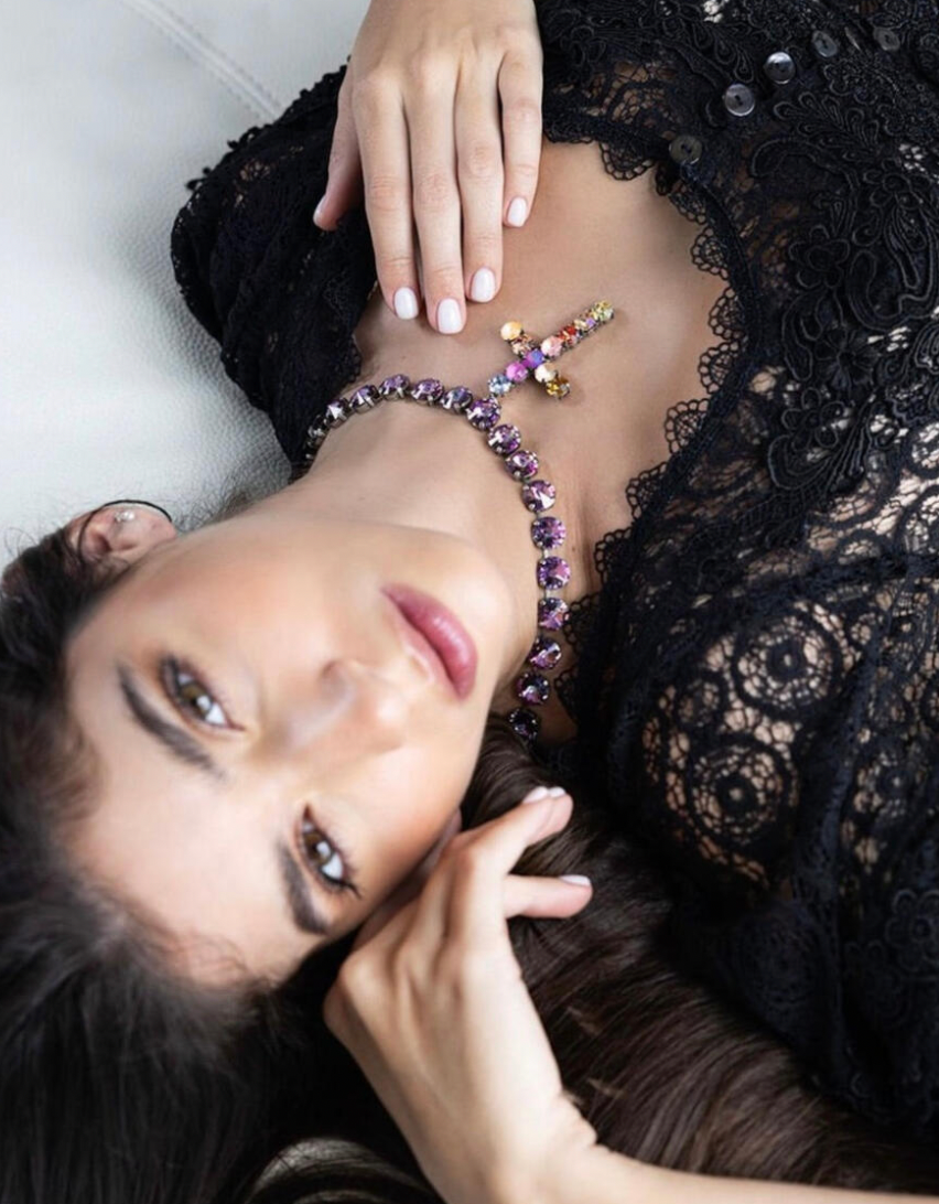 Donatella Pink Necklace in Antique Silver