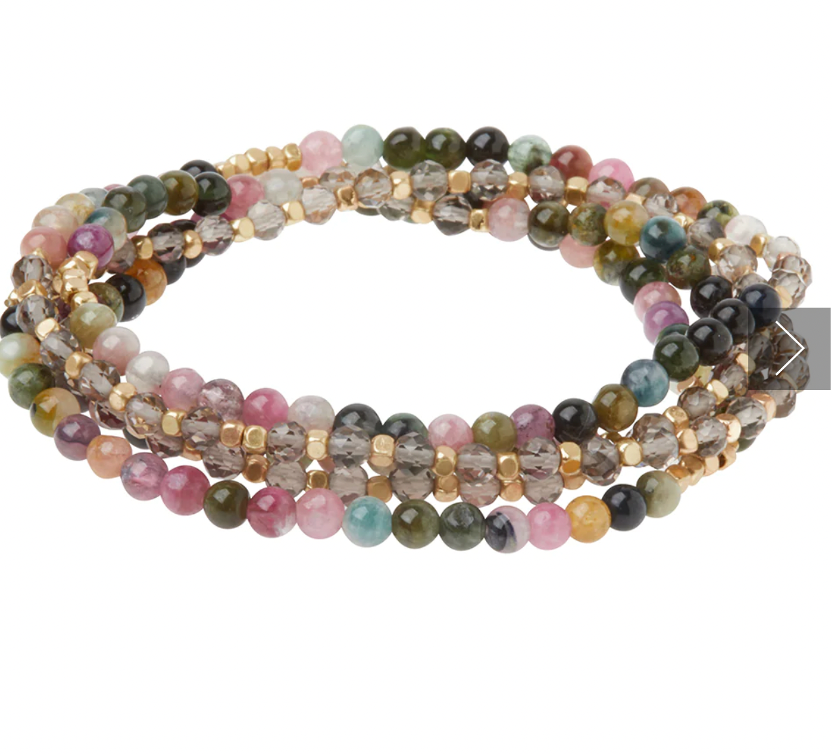 Stone Duo Wrap Bracelet/Necklace/Pin - Tourmaline & Smoky Quartz SA005