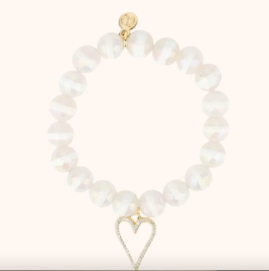 White Capiz Heart Bracelet