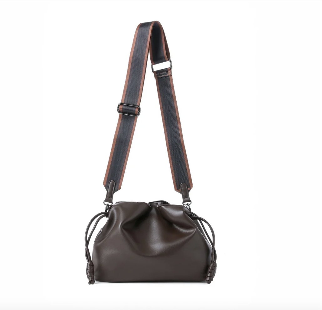 Taylor Convertible Crossbody- Chocolate Vegan Leather