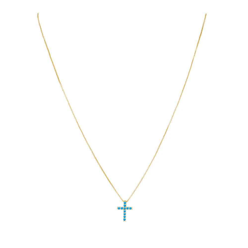 CZ Cross Turquoise