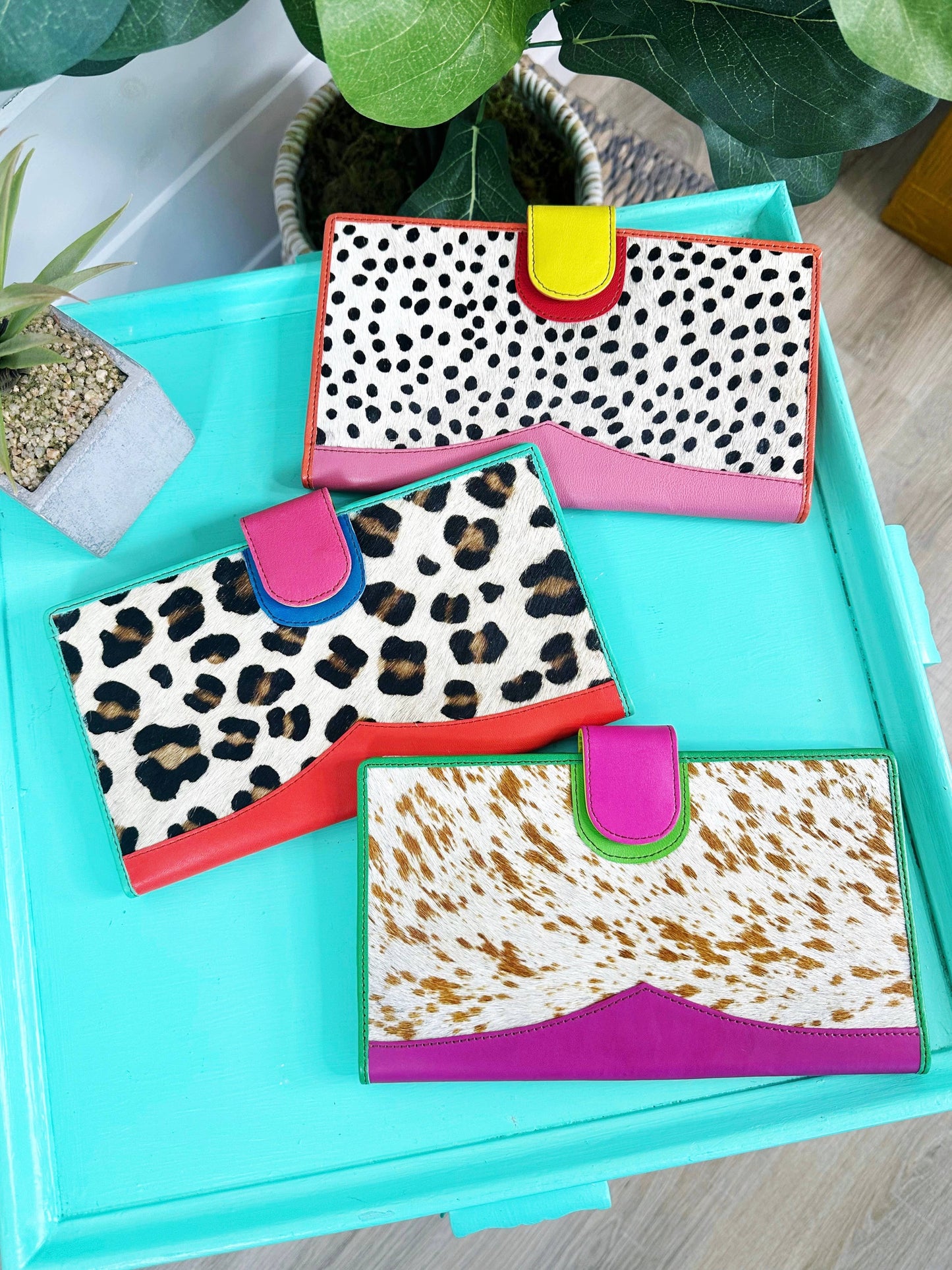 Colorful Leopard Print Wallet | Nash Leather Travel Wallet