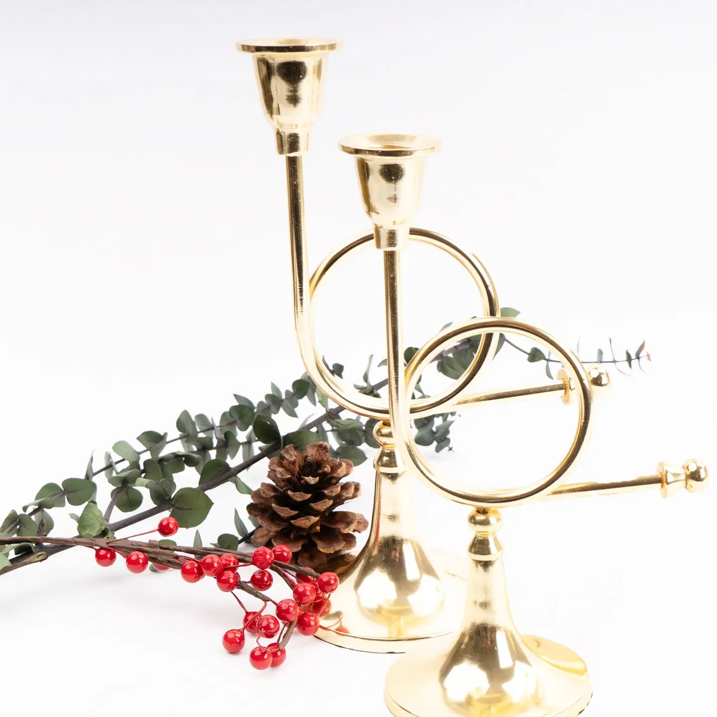 French Horn 2pc Candlestick Set - Small