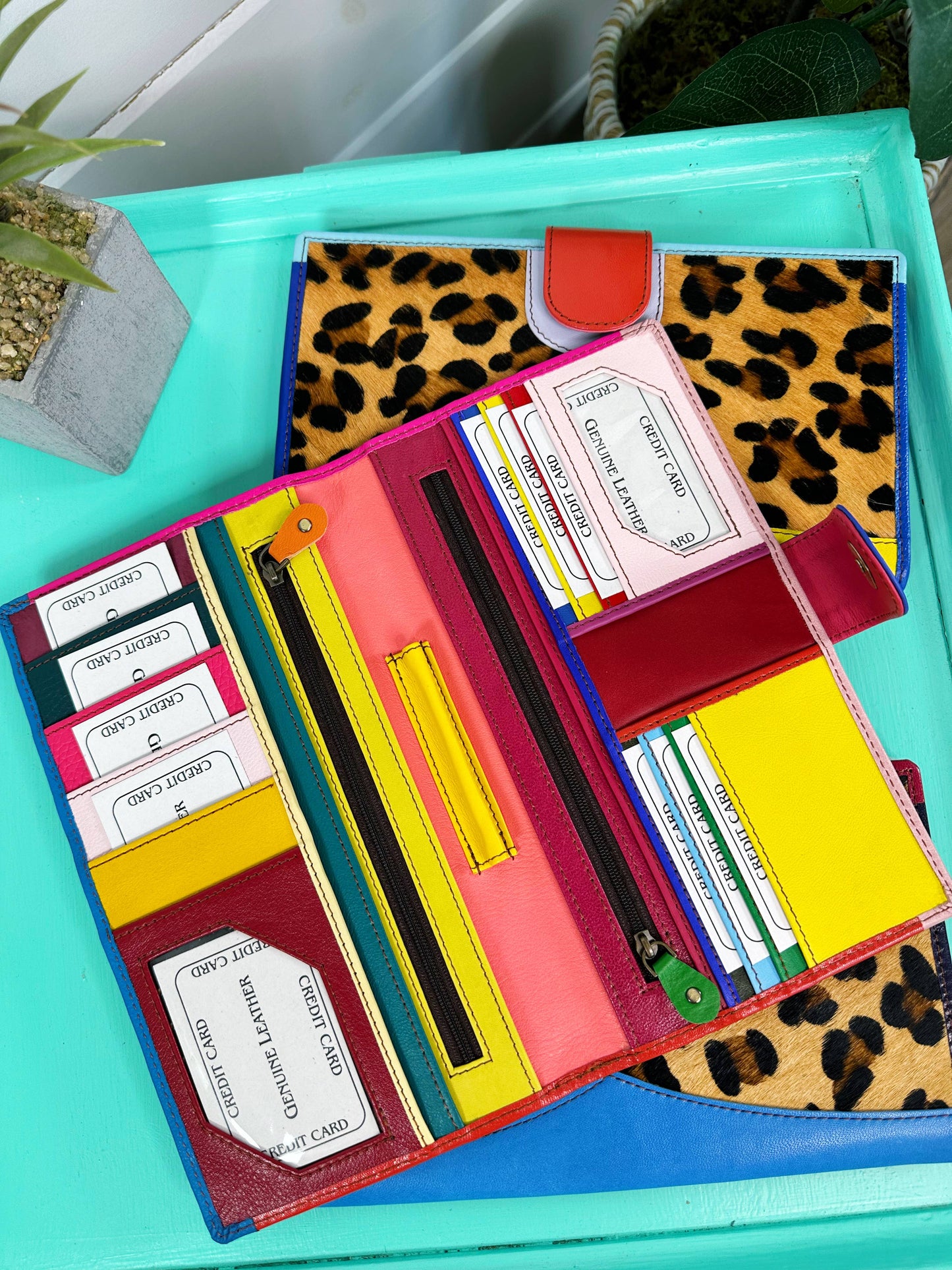 Colorful Leopard Print Wallet | Nash Leather Travel Wallet