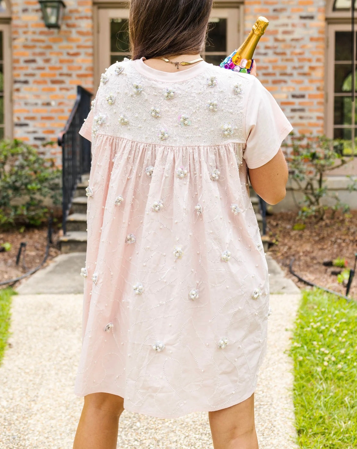 Popping champagne dress tee