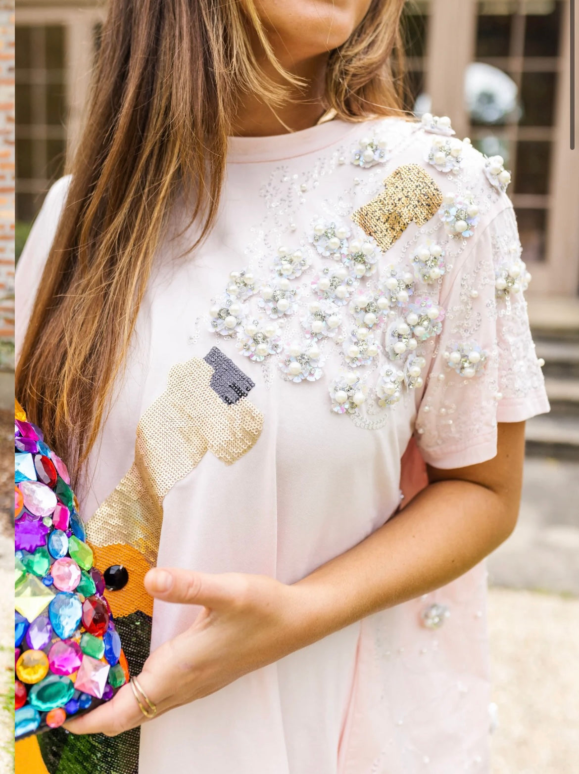 Popping champagne dress tee