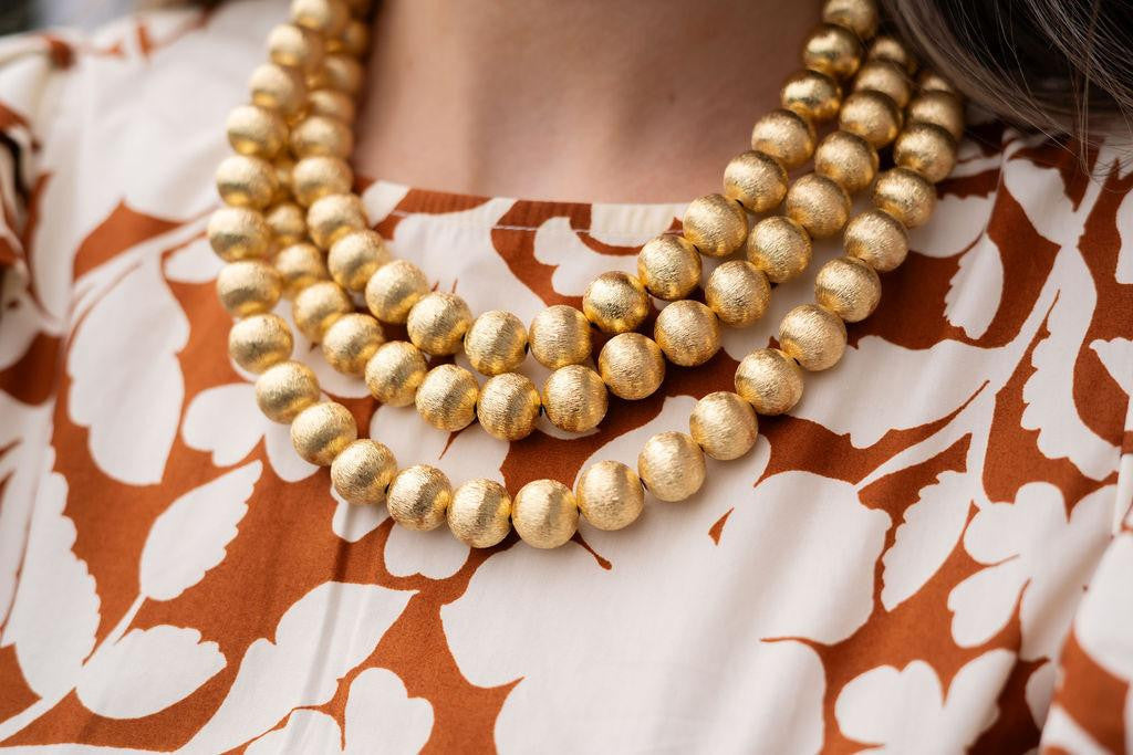Diana Gold Triple Strand Beaded Necklace