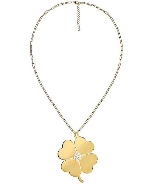 Genlyn Clover Short PaperClip Chain Necklace - 18k Plated - Teggy French