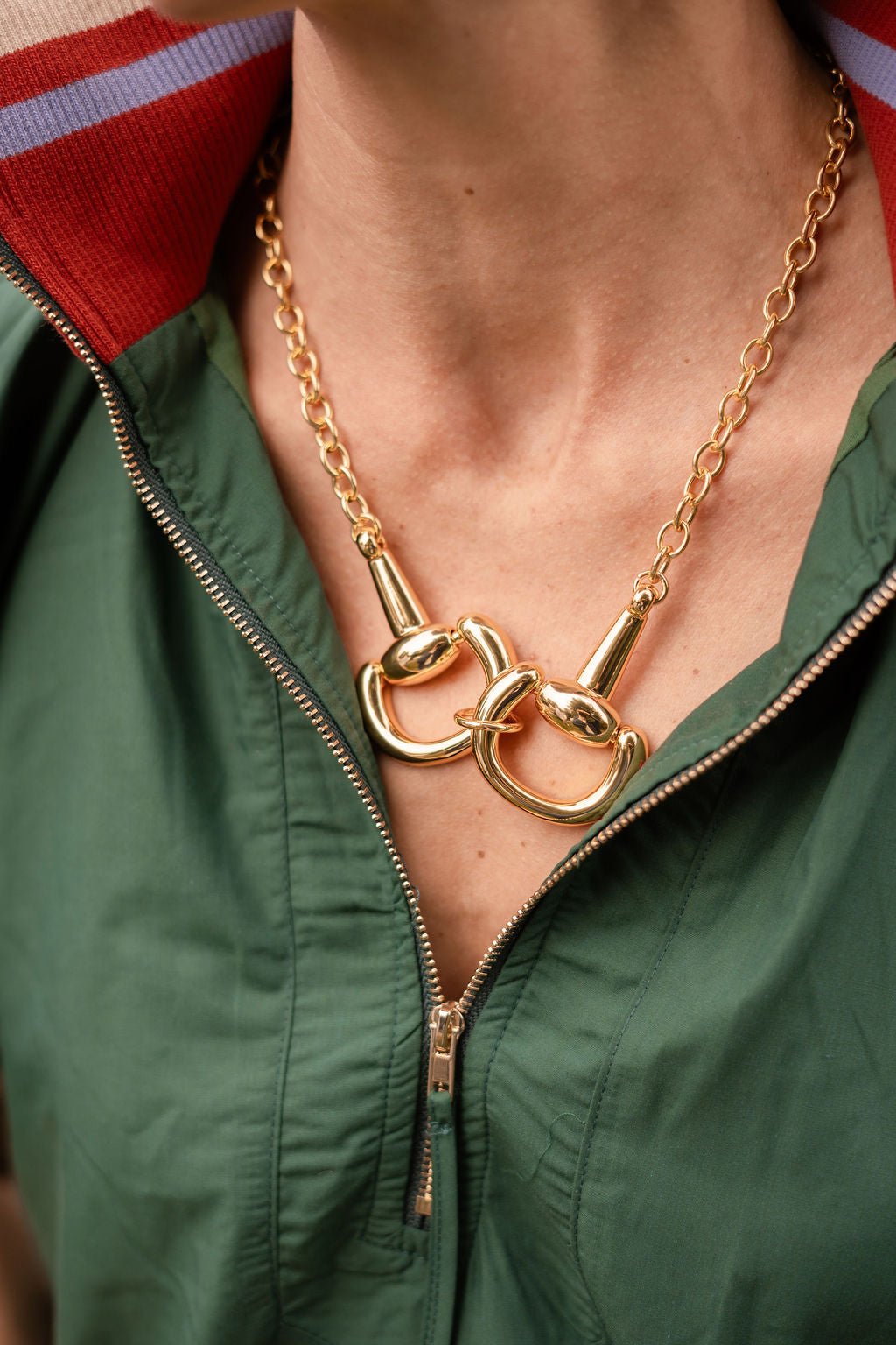 Sarah - Chunky Horsebit Necklace - 18k Gold Plated