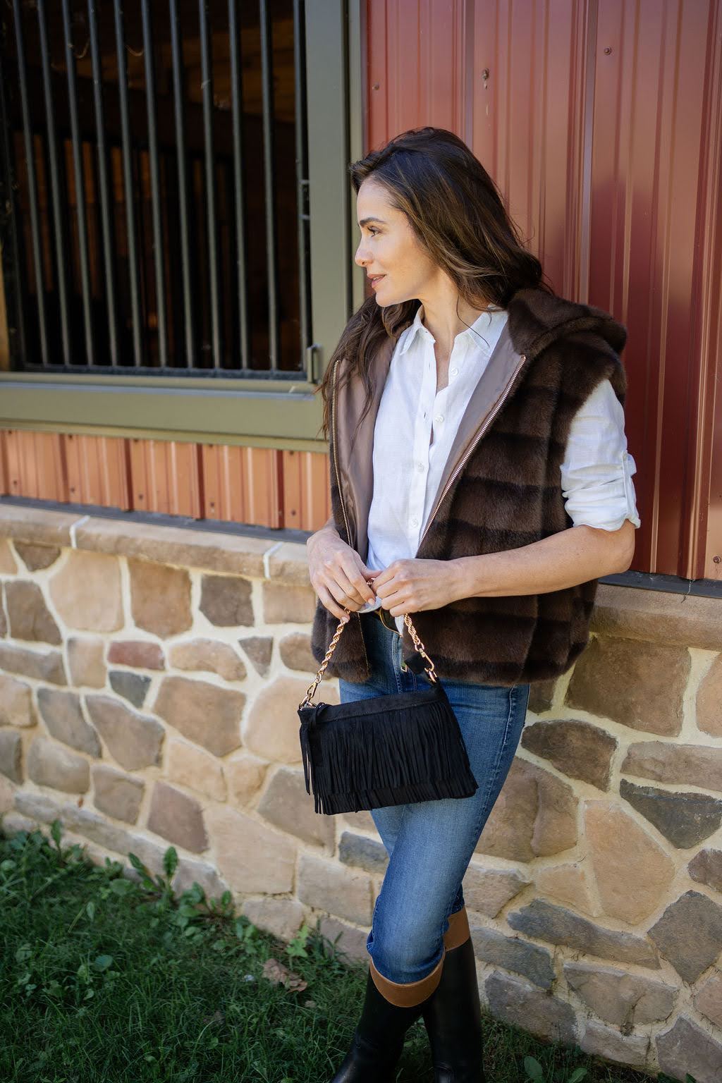 Sloane Fringe Faux Suede Clutch