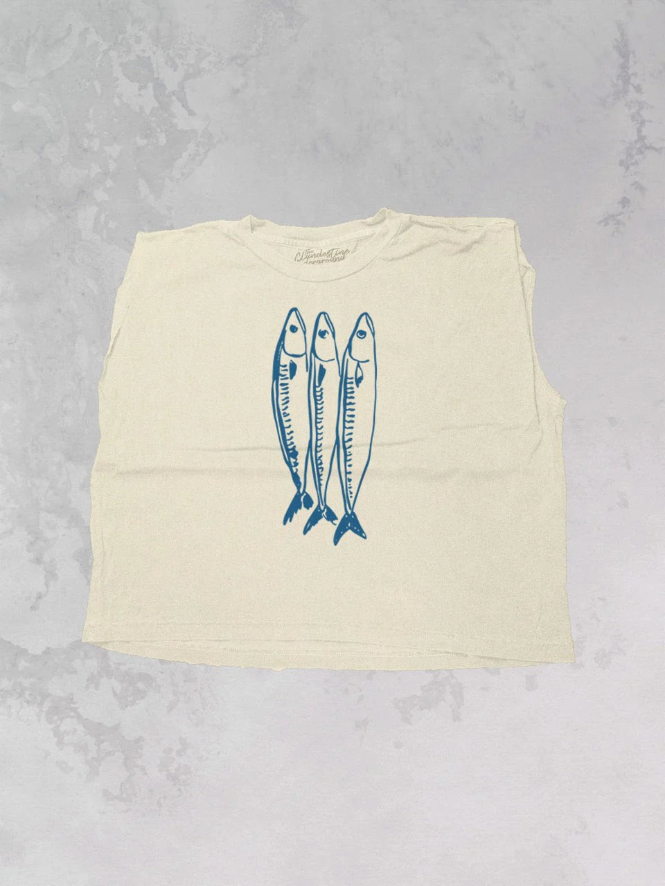 Three Little Fish Vintage Cropped Muscle Tank- cream