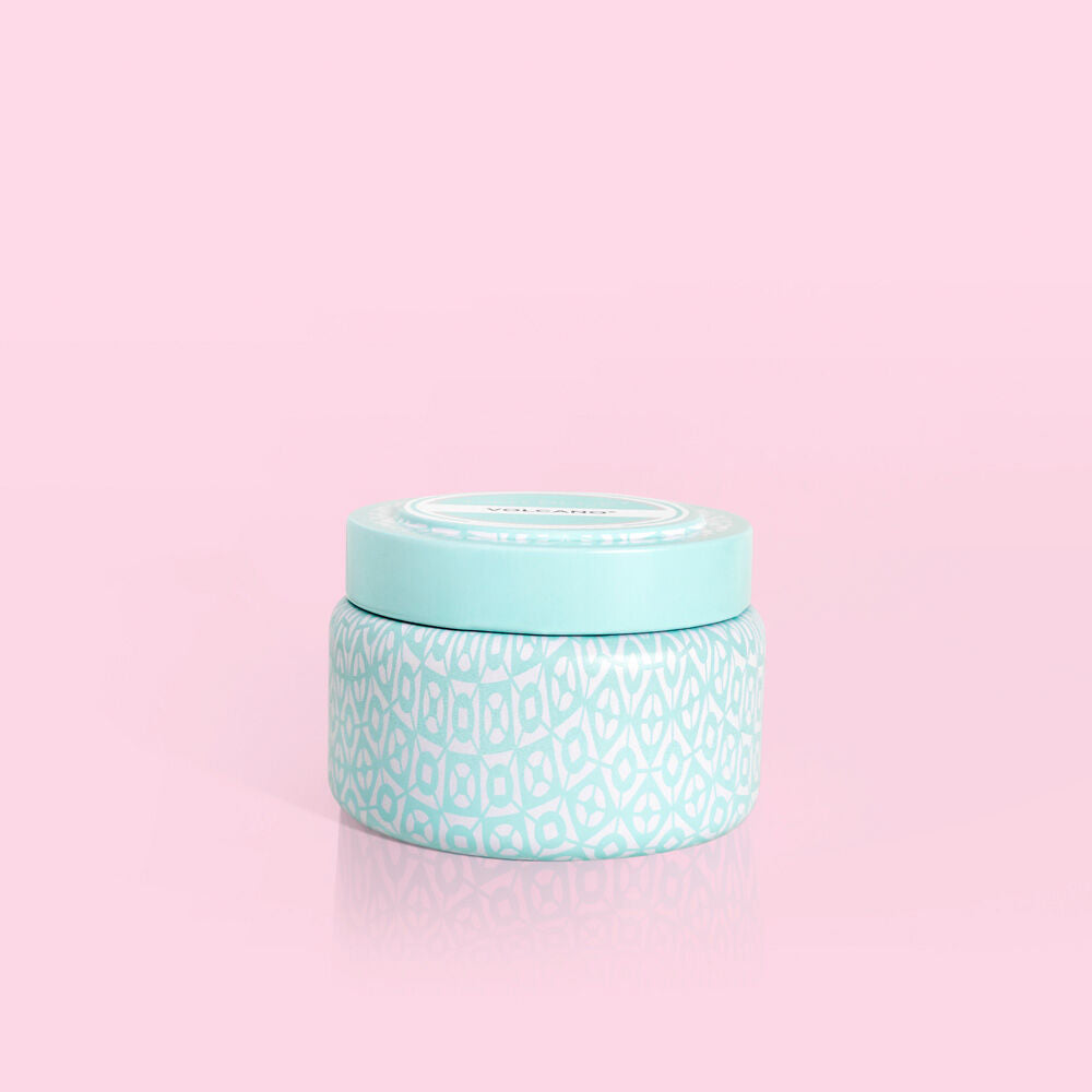 Volcano Aqua Printed Candle Tin 8 Oz