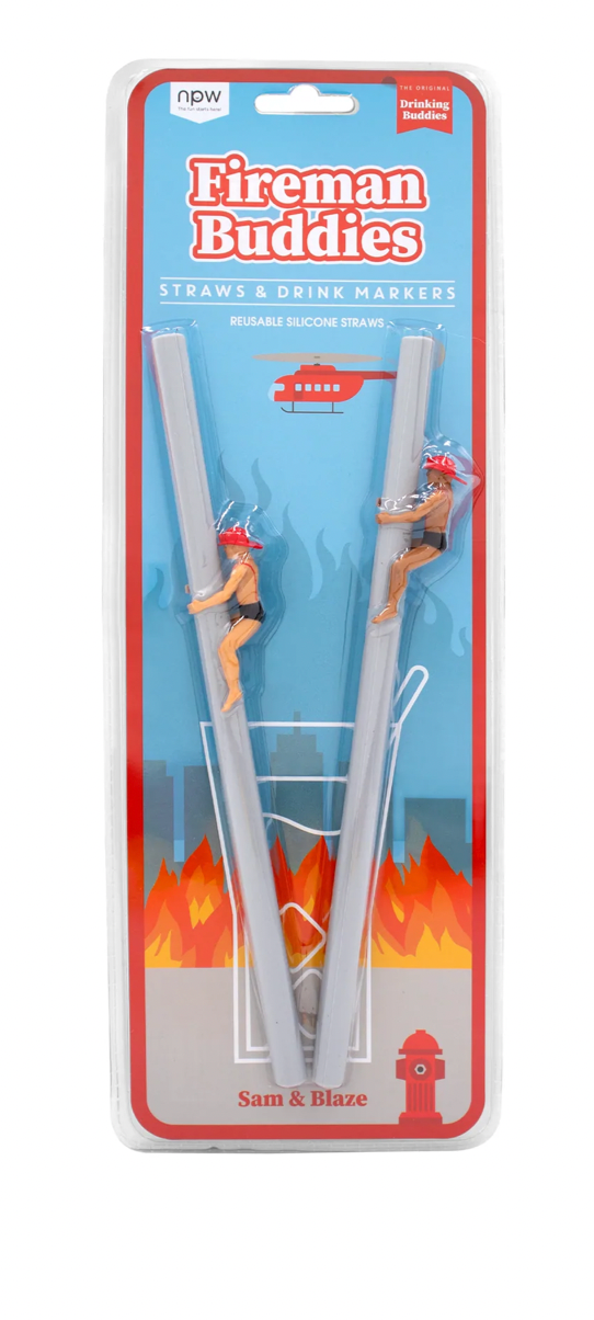Drinking Buddies Fireman Straw Buddies