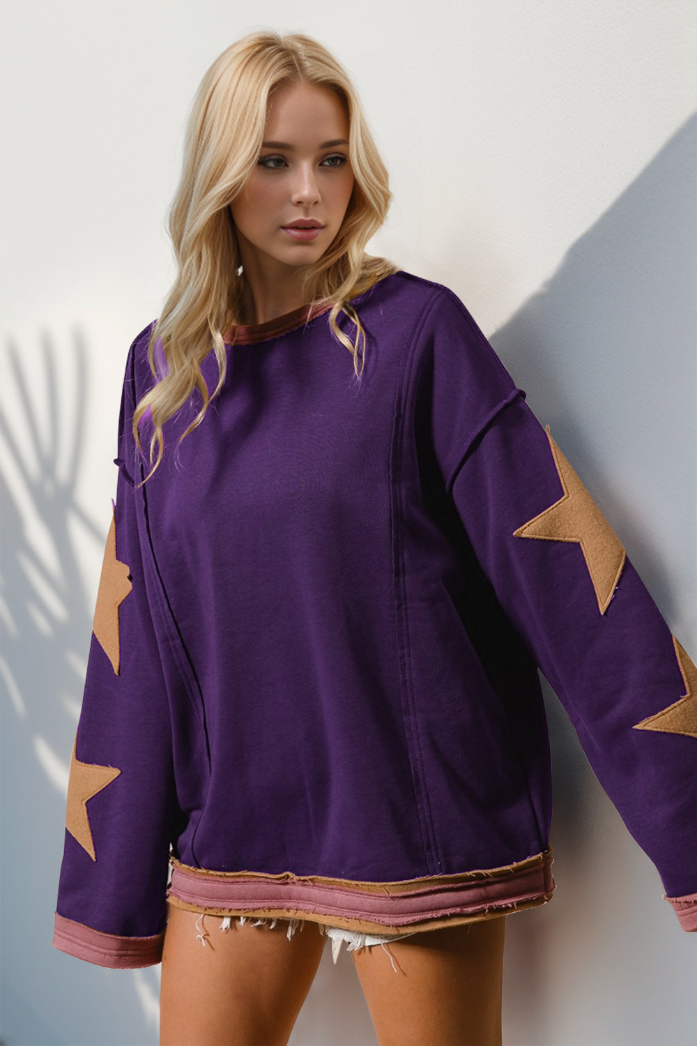 Star Patched Long Sleeve Sweatshirt PREORDDER