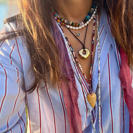 Gemstone Heart Liberty Print Necklace