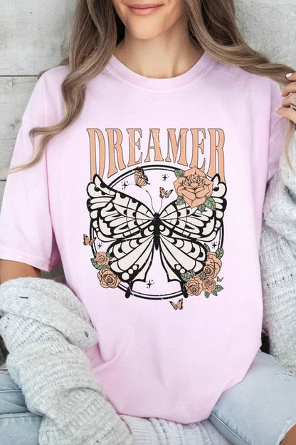 Dreamer Butterfly Comfort Colors Graphic Tee in plus sizes