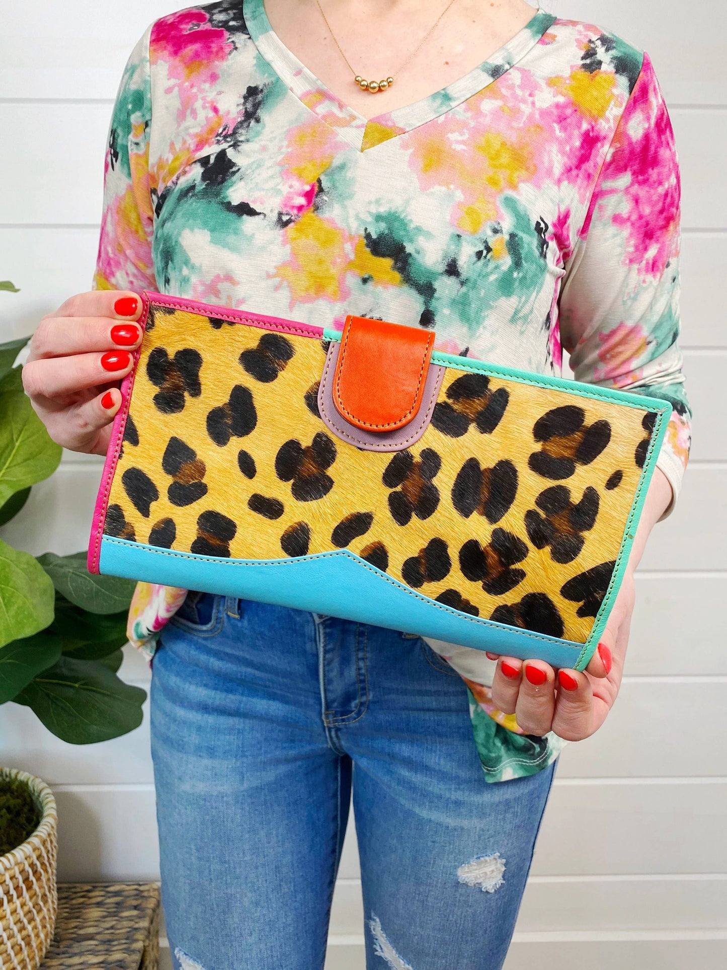Colorful Leopard Print Wallet | Nash Leather Travel Wallet