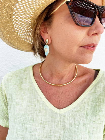 Cuff Necklace Turq Tear Drop