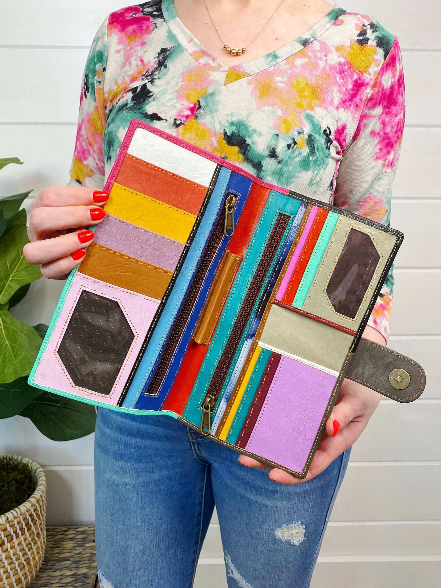 Colorful Leopard Print Wallet | Nash Leather Travel Wallet