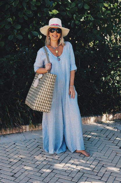 Taylor in Italy- Palazzo Linen Jumpsuits
