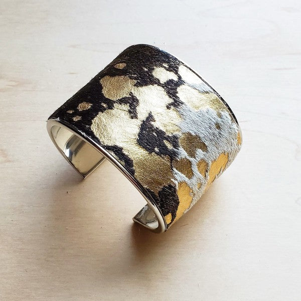Hair-on-Hide Mixed Metallic Cuff Bangle Bracelet * Online only-ships from warehouse
