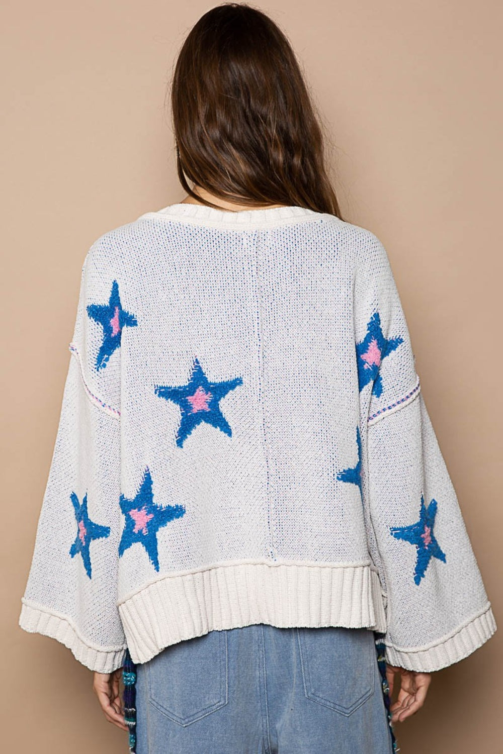 Long Sleeve Star Patch Sweater