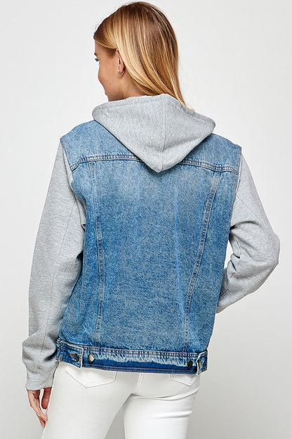 Women's Denim  Jacket with Fleece Hoodies