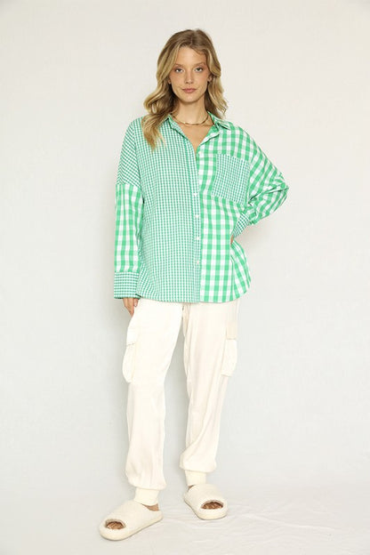 Plaid button up top **Multiple colors