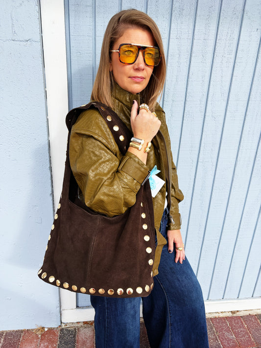 Sherry Suede Bag in Chocolate