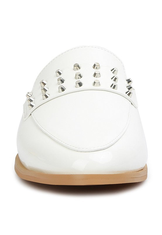 YASHTA Patent Studded Flat Mules