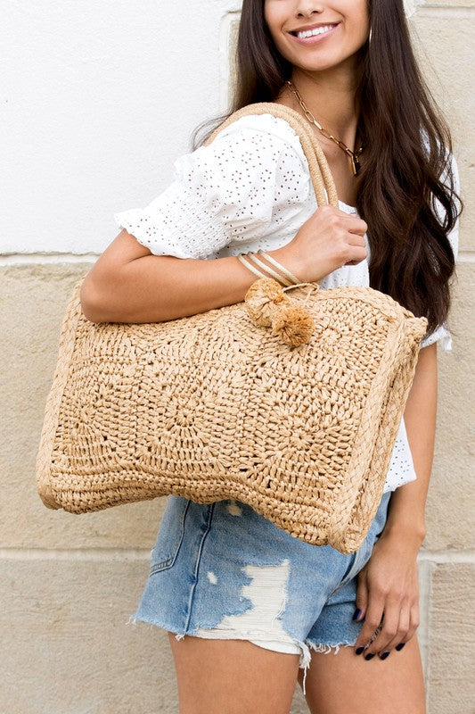 Straw Traveler Tote **Multiple color options** Ships from warehouse to you