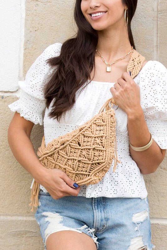 Macrame Sling Bag **Multiple color options** Ships from warehouse to you