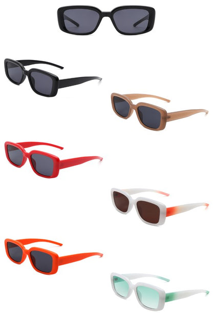 Rectangle Retro Flat Top Square Sunglasses- multiple colors